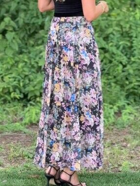 Robert Lewis maxi skirt colorful SP stretchy material Purple green yellow